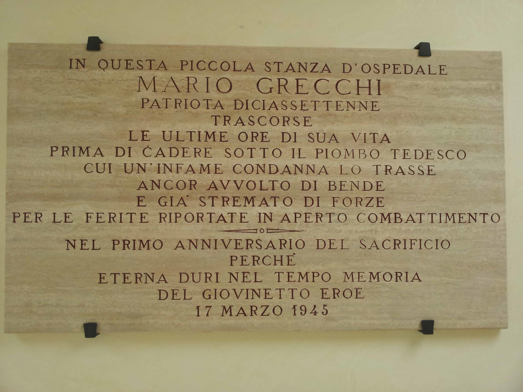Lastra al partigiano Mario Grecchi - ospedale di Perugia